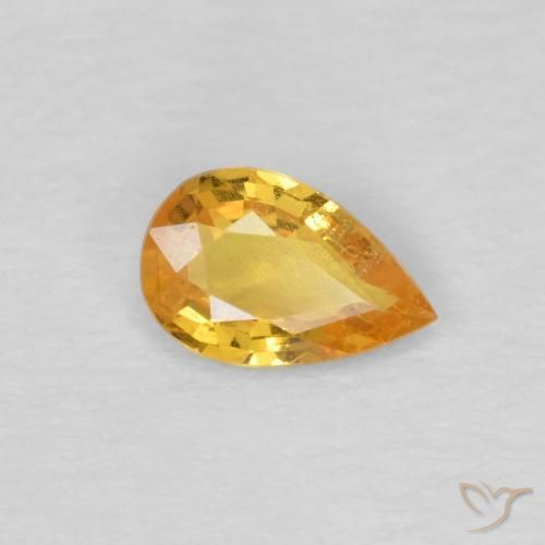 Saphir Doré foncé naturelle En forme de poire, 0.39 ct, VS