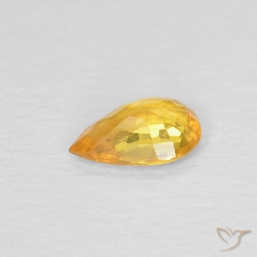 Saphir Doré foncé naturelle En forme de poire, 0.39 ct, VS