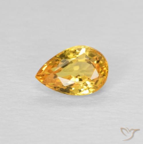 Saphir Orange doré profond naturelle En forme de poire, 0.54 ct, VVS