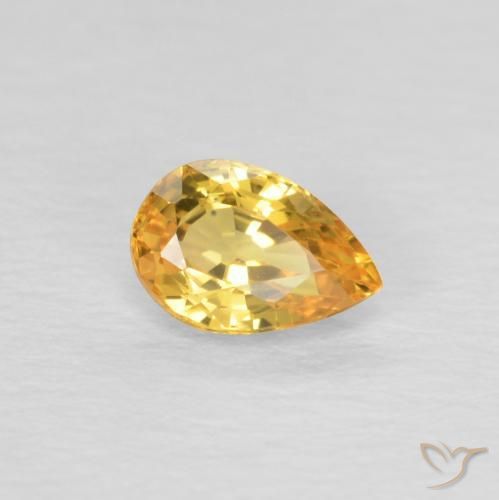 Saphir Orange doré profond naturelle En forme de poire, 0.54 ct, VVS