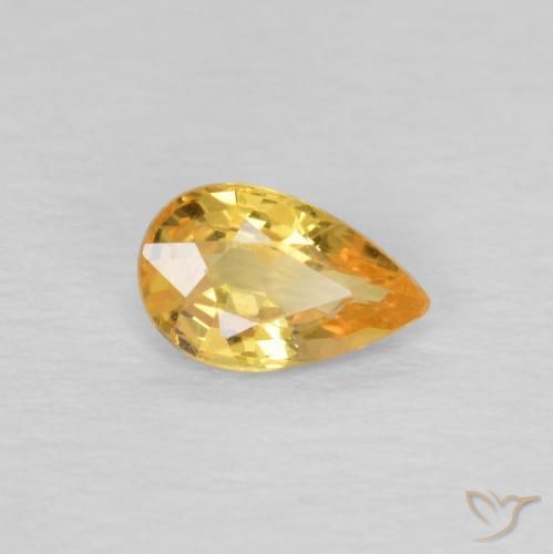 Saphir Orange doré profond naturelle En forme de poire, 0.43 ct, VVS-VS