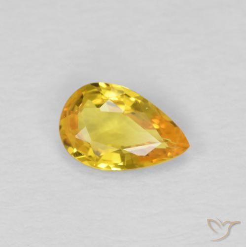 Saphir Doré naturelle En forme de poire, 0.42 ct, VVS-VS