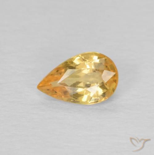 Saphir Orange-or léger naturelle En forme de poire, 0.45 ct, VVS