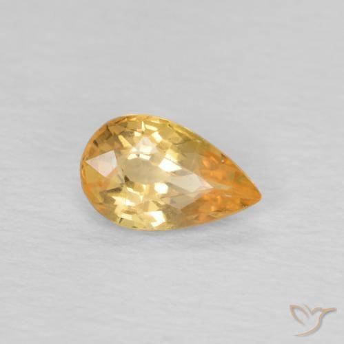 Saphir Orange-or léger naturelle En forme de poire, 0.45 ct, VVS