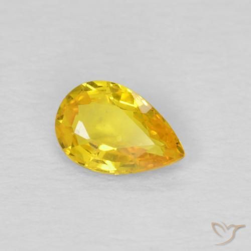 Saphir Doré jaunâtre naturelle En forme de poire, 0.46 ct, VS
