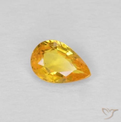 Saphir Orange Doré naturelle En forme de poire, 0.45 ct, VS