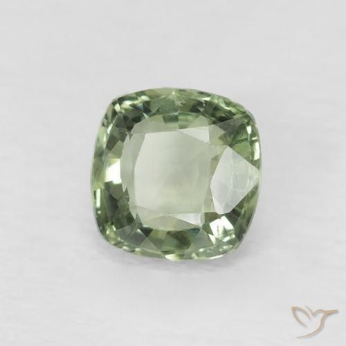 Saphir Vert clair naturelle Coussin, 0.56 ct, VVS