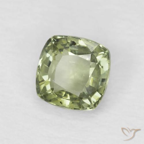Saphir Vert très clair naturelle Coussin, 0.65 ct, VVS