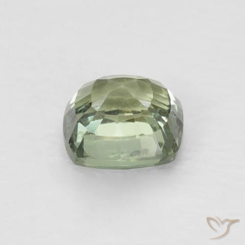 Saphir Vert très clair naturelle Coussin, 0.65 ct, VVS