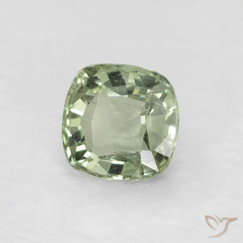 Saphir Vert clair naturelle Coussin, 0.52 ct, VVS