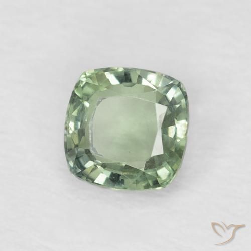 Saphir Vert sauge léger naturelle Coussin, 0.60 ct, VVS