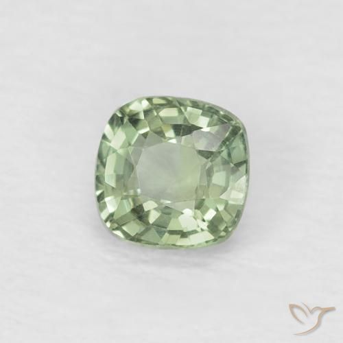 Saphir Vert clair naturelle Coussin, 0.46 ct, VVS