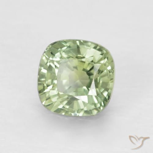 Saphir Vert sauge léger naturelle Coussin, 0.88 ct, VVS-VS