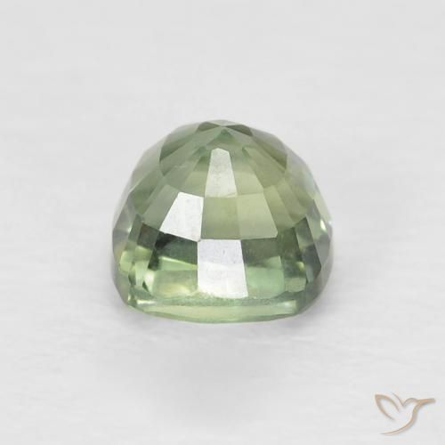 Saphir Vert sauge léger naturelle Coussin, 0.88 ct, VVS-VS