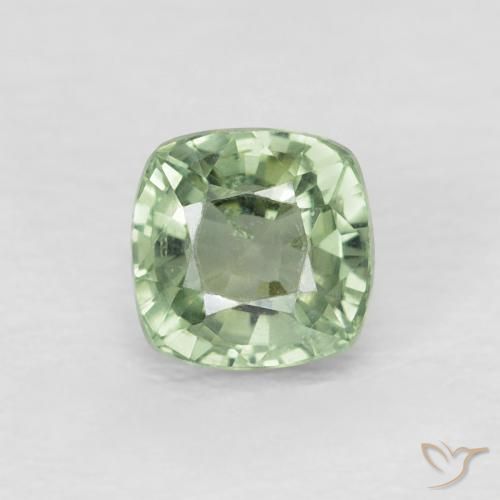 0.69ct Naturel Vert jaunâtre pâle Saphir, Coussin, VVS-VS