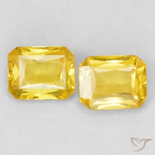 0.95ctw Naturel Doré moyen Saphir, Taille émeraude, VS