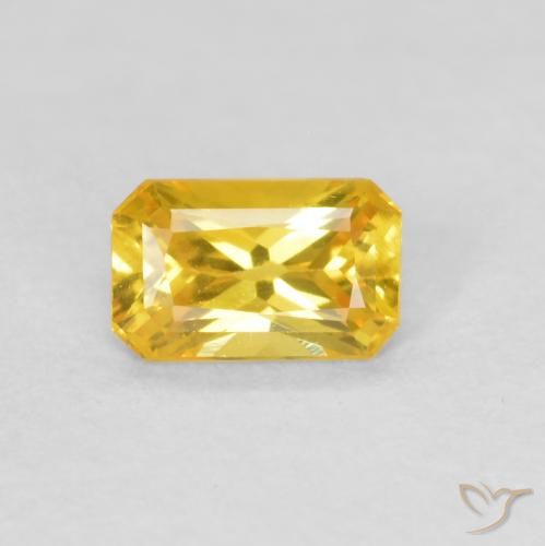 0.38ct Naturel Orange Doré Saphir, Octogone / coupe Émeraude, VS, Photo A