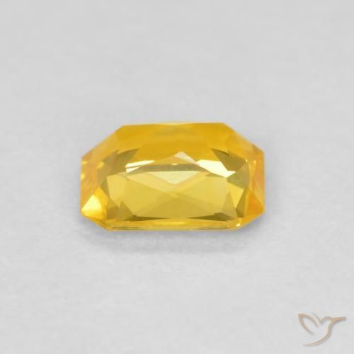 Saphir Orange Doré naturelle Octogone / coupe Émeraude, 0.46 ct, VVS-VS