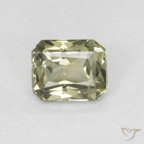 0.57ct Naturel Olive verte Saphir, Taille émeraude, VVS-VS