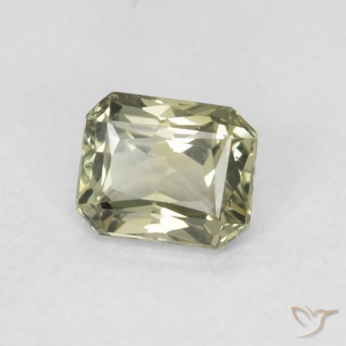 Saphir Olive verte naturelle Octogone / coupe Émeraude, 0.57 ct, VVS-VS