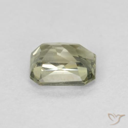 Saphir Olive verte naturelle Octogone / coupe Émeraude, 0.57 ct, VVS-VS