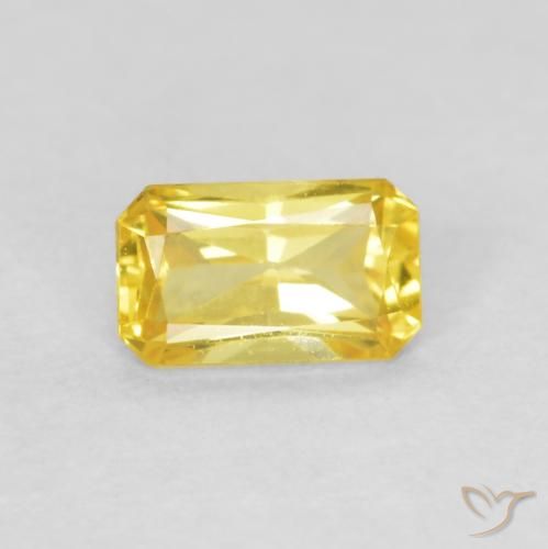 0.43ct Naturel Jaune moyen Saphir, Taille émeraude, VVS
