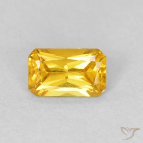 0.38ct Naturel Doré Saphir, Taille émeraude, VVS