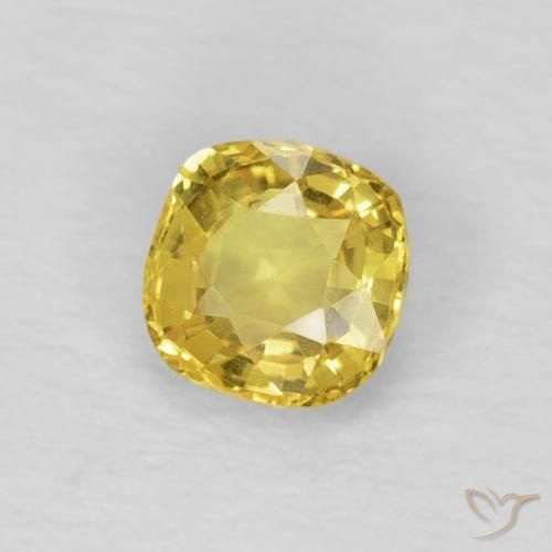 Saphir Jaune miel léger naturelle Coussin, 0.40 ct, VS