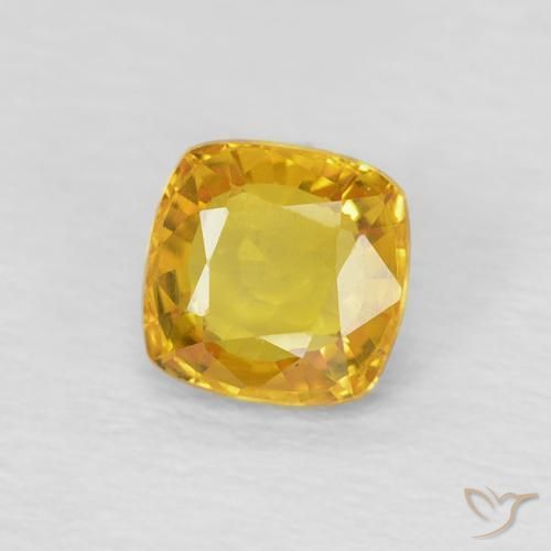 Saphir Doré naturelle Coussin, 0.60 ct, VS