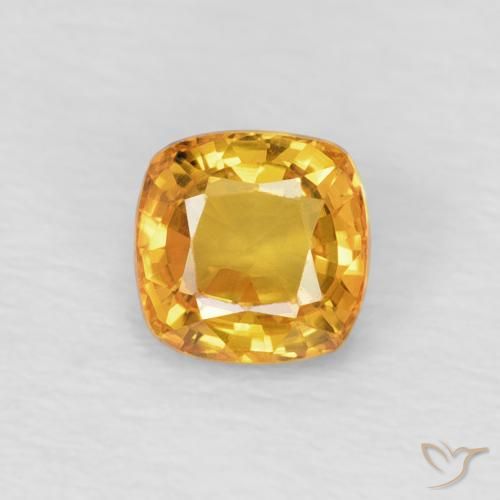 0.60ct Naturel Or-orange moyen Saphir, Coussin, VVS