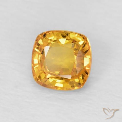 Saphir Or-orange moyen naturelle Coussin, 0.60 ct, VVS