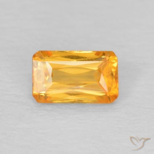 0.41ct Naturel Orange-or Saphir, Taille émeraude, VS