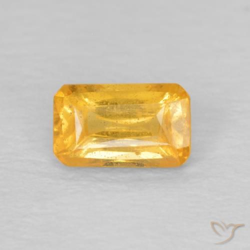 0.41ct Naturel Orange-or Saphir, Taille émeraude, VS