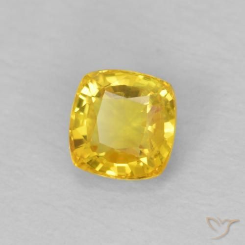 Saphir Jaune miel naturelle Coussin, 0.49 ct, VS