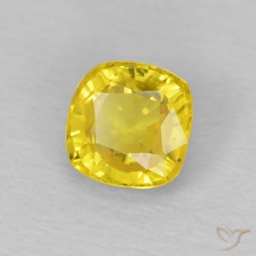 Saphir Jaune miel léger naturelle Coussin, 0.56 ct, VS