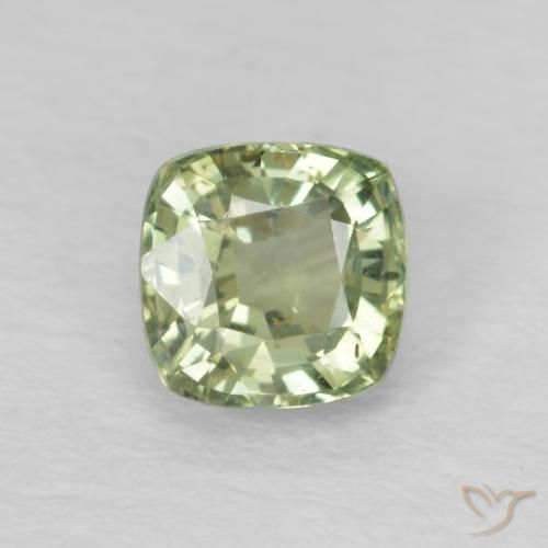 0.60ct Naturel Vert très clair Saphir, Coussin, VS