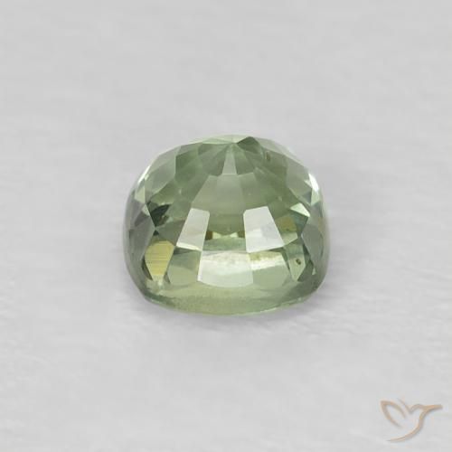 Saphir Vert pâle naturelle Coussin, 0.59 ct, VS