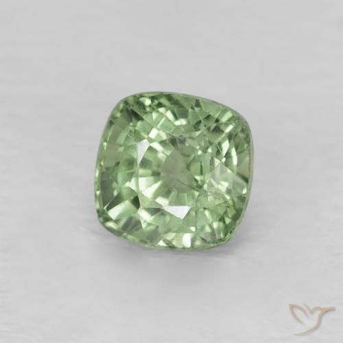 Saphir Vert pâle naturelle Coussin, 0.62 ct, VS