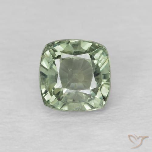 0.73ct Naturel Medium Light-Green Saphir, Coussin, VS