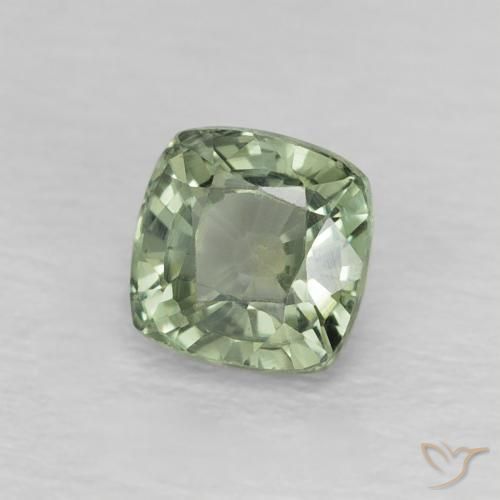 Saphir Medium Light-Green naturelle Coussin, 0.73 ct, VS
