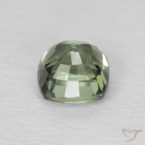 Saphir Medium Light-Green naturelle Coussin, 0.73 ct, VS