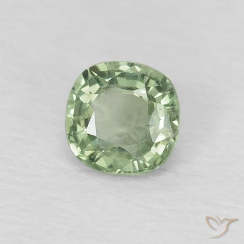 Saphir Vert pâle naturelle Coussin, 0.43 ct, VS