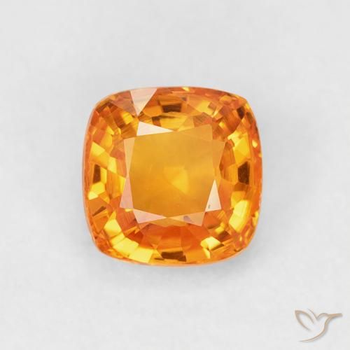 0.71ct Naturel Orange moyen Saphir, Coussin, VVS-VS