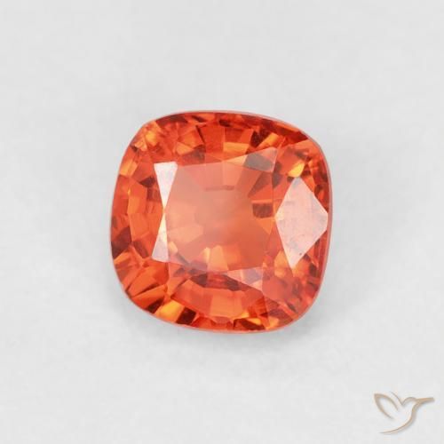 Saphir Orange rougeâtre naturelle Coussin, 0.58 ct, VS