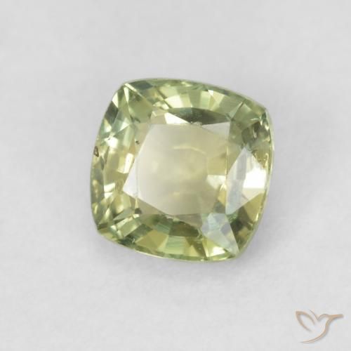 Saphir Vert jaunâtre naturelle Coussin, 0.58 ct, VVS-VS