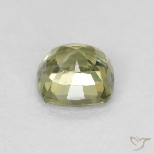 Saphir Vert jaunâtre naturelle Coussin, 0.58 ct, VVS-VS