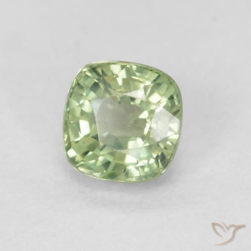 Saphir Vert sauge très clair naturelle Coussin, 0.55 ct, VVS