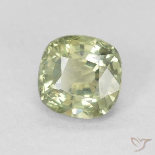 Saphir Vert sauge très clair naturelle Coussin, 0.65 ct, VVS-VS