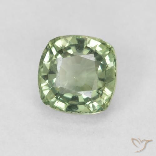 Saphir Vert clair naturelle Coussin, 0.63 ct, VVS-VS