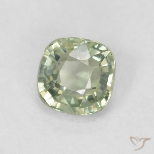 Saphir Vert sauge léger naturelle Coussin, 0.58 ct, VVS-VS